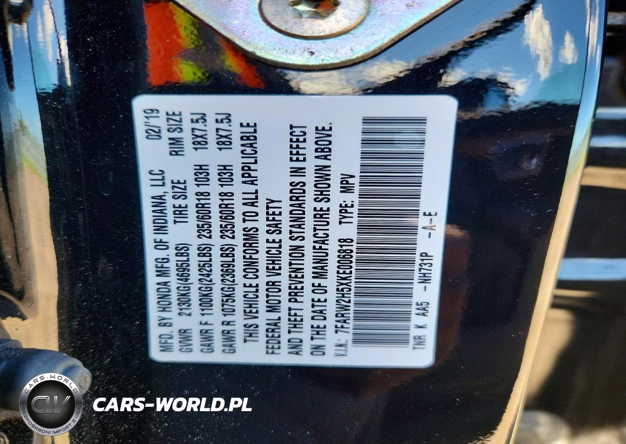 2019 Honda Cr-V Ex VIN:7FARW2H5XKE006818 - 12