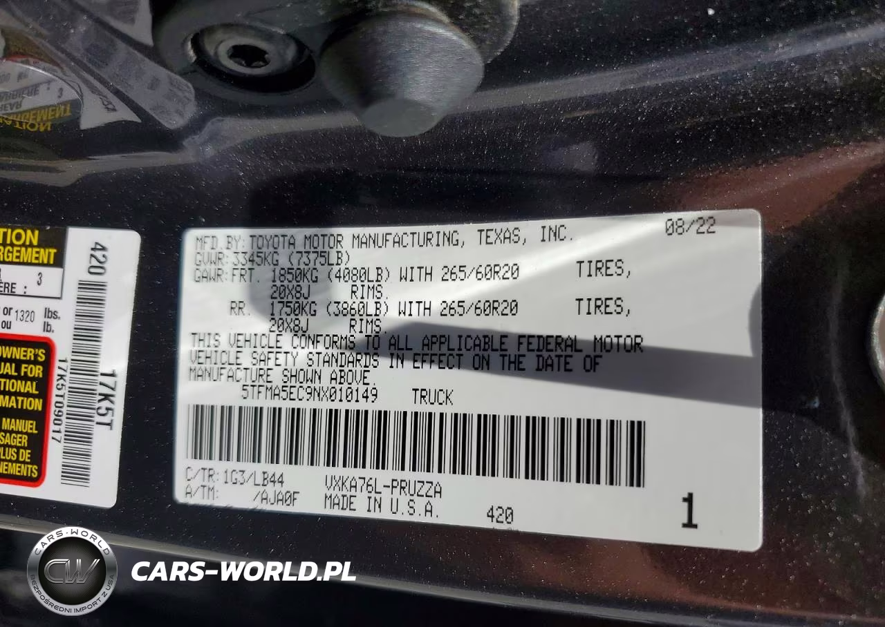 2022 Toyota Tundra 1794 Edition VIN:5TFMA5EC9NX010149 - 12