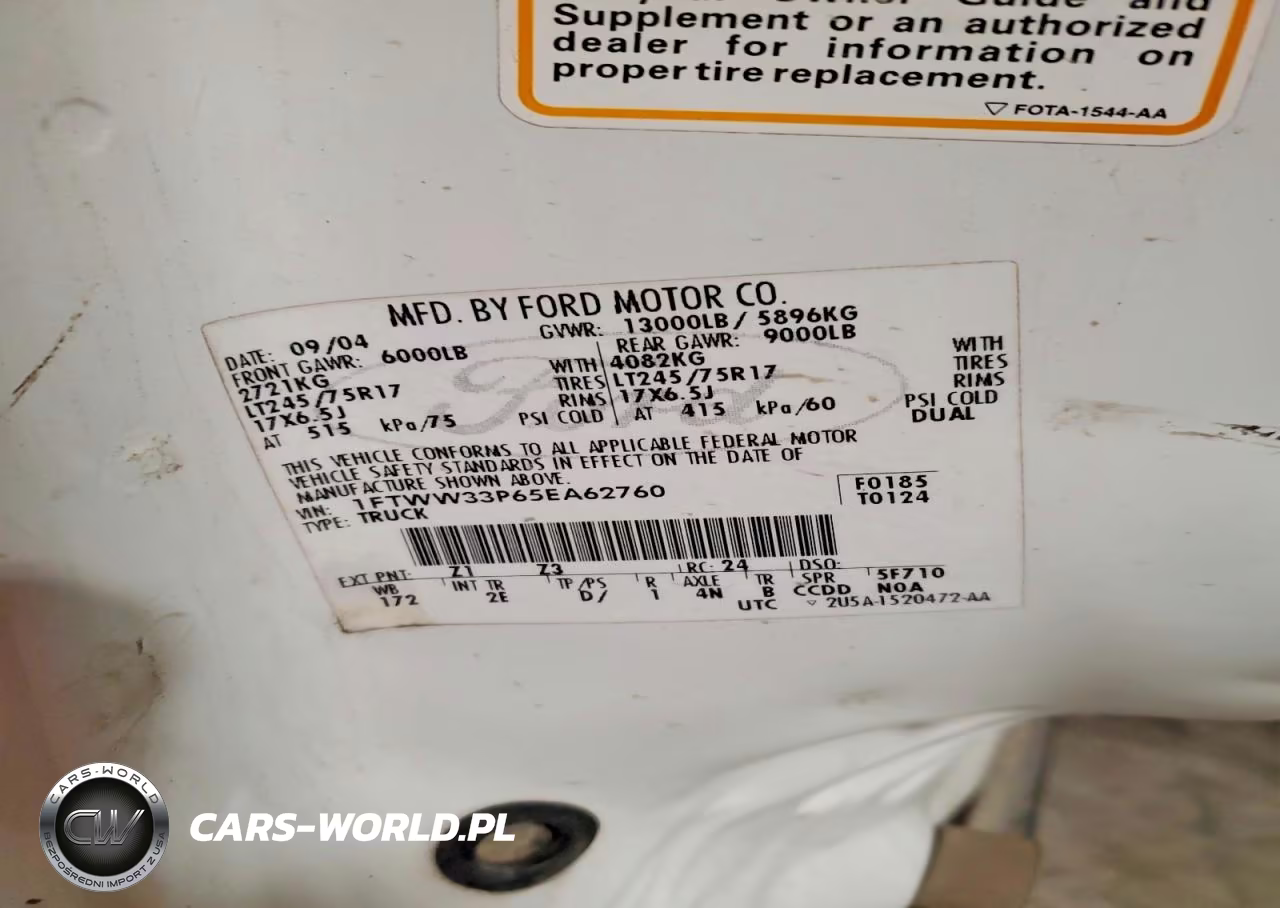 2005 Ford F350 Super Duty VIN:1FTWW33P65EA62760 - 12