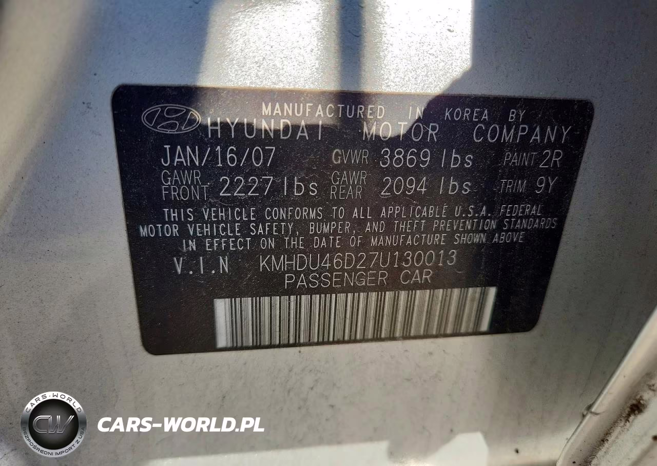 2007 Hyundai Elantra Gls VIN:KMHDU46D27U130013 - 12