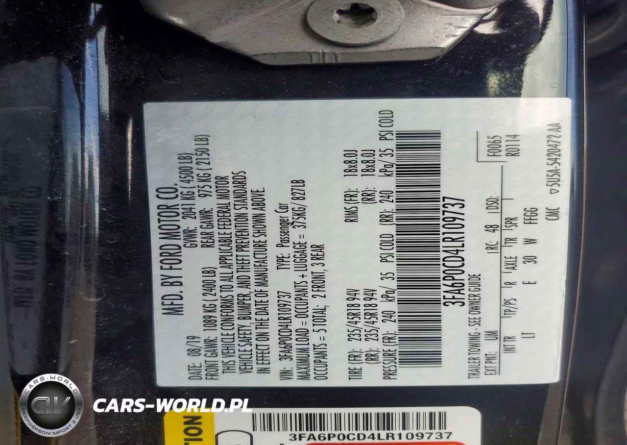 2020 Ford Fusion Sel VIN:3FA6P0CD4LR109737 - 12