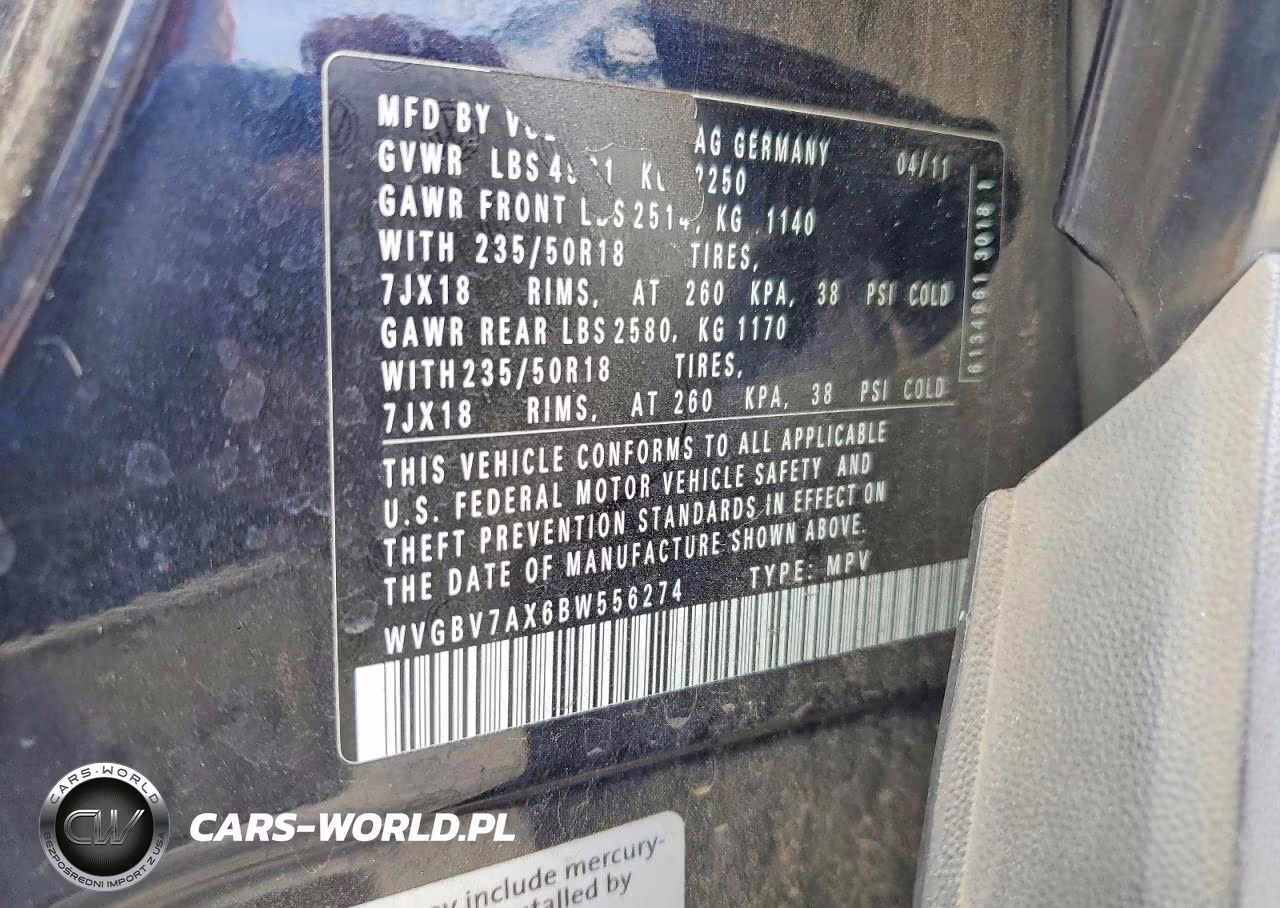 2011 Volkswagen Tiguan S VIN:WVGBV7AX6BW556274 - 12