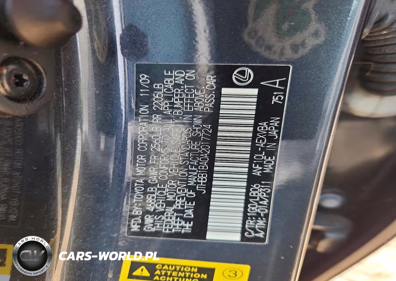 2010 Lexus Hs 250H VIN:JTHBB1BA0A2017724 - 12