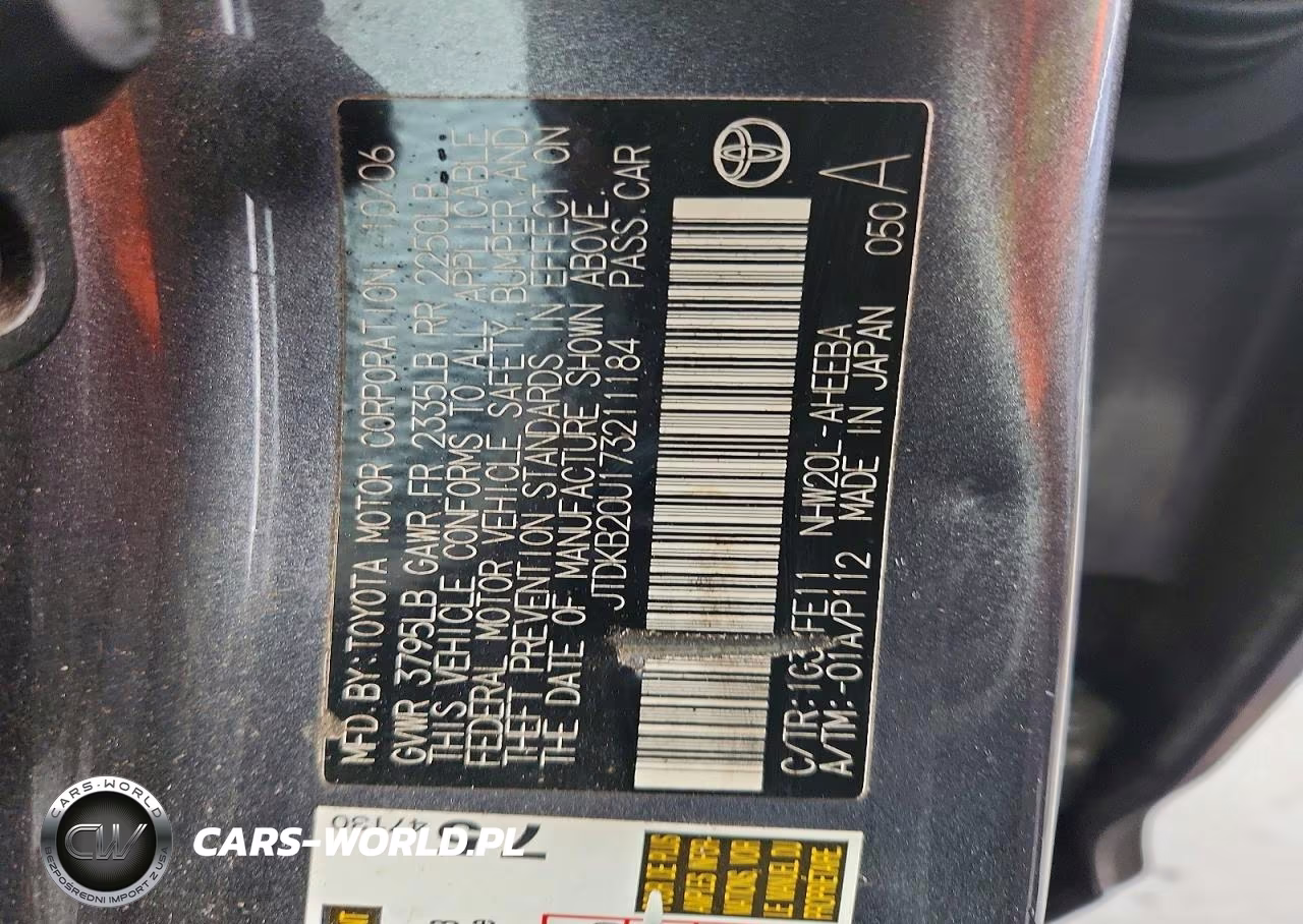 2007 Toyota Prius Base VIN:JTDKB20U173211184 - 13