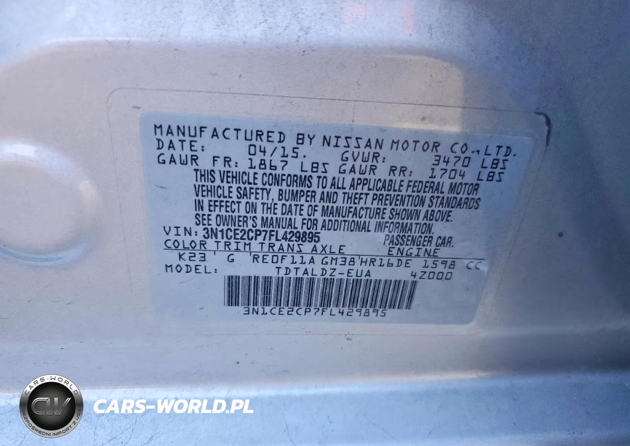 2015 Nissan Versa Note Sv VIN:3N1CE2CP7FL429895 - 12
