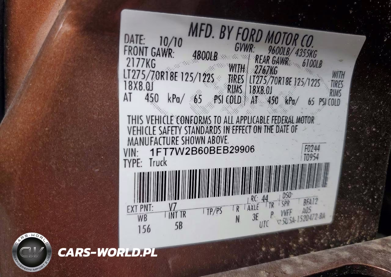 2011 Ford F250 Super Duty VIN:1FT7W2B60BEB29906 - 12