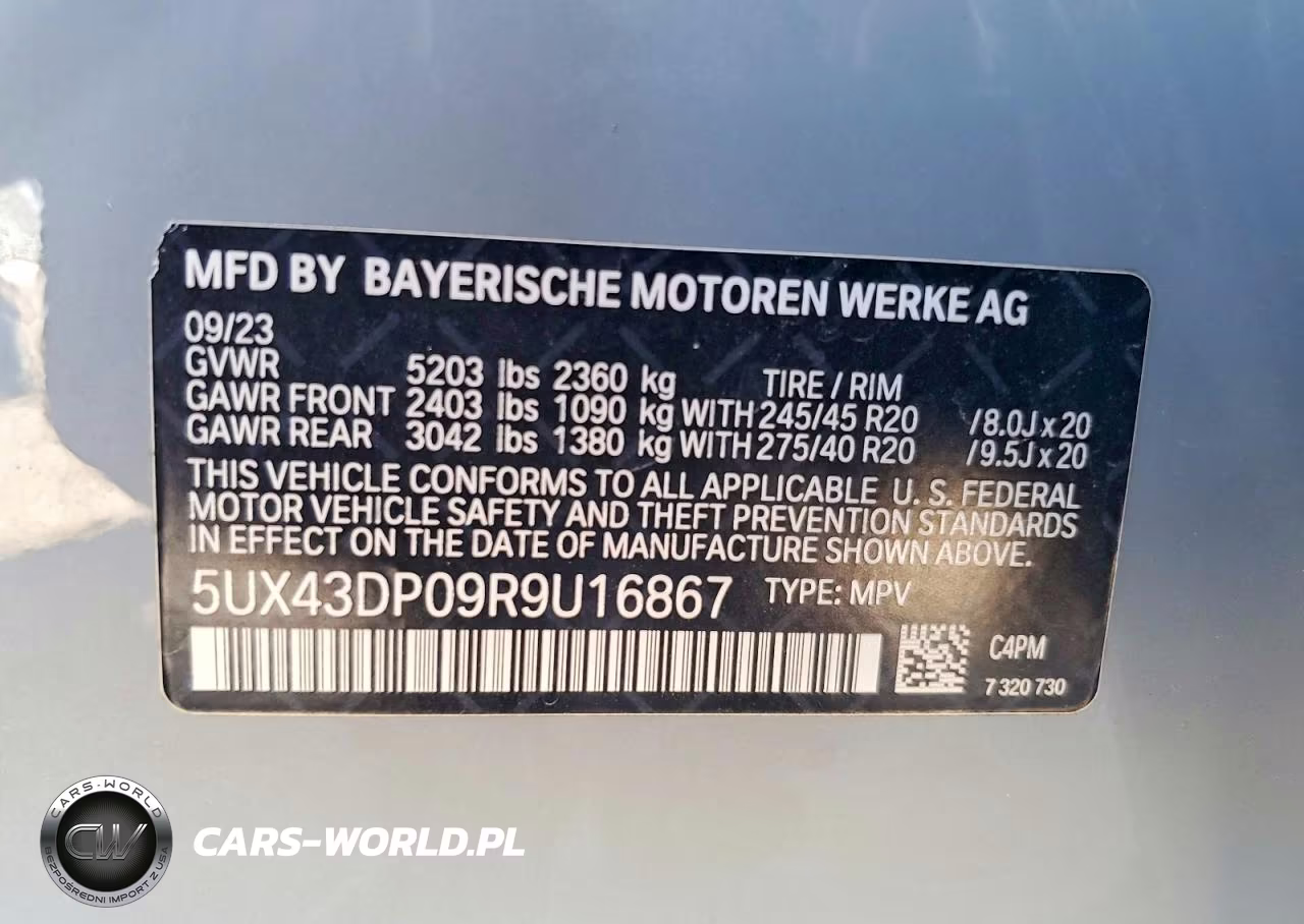 2024 BMW X3 Sdrive30I VIN:5UX43DP09R9U16867 - 12