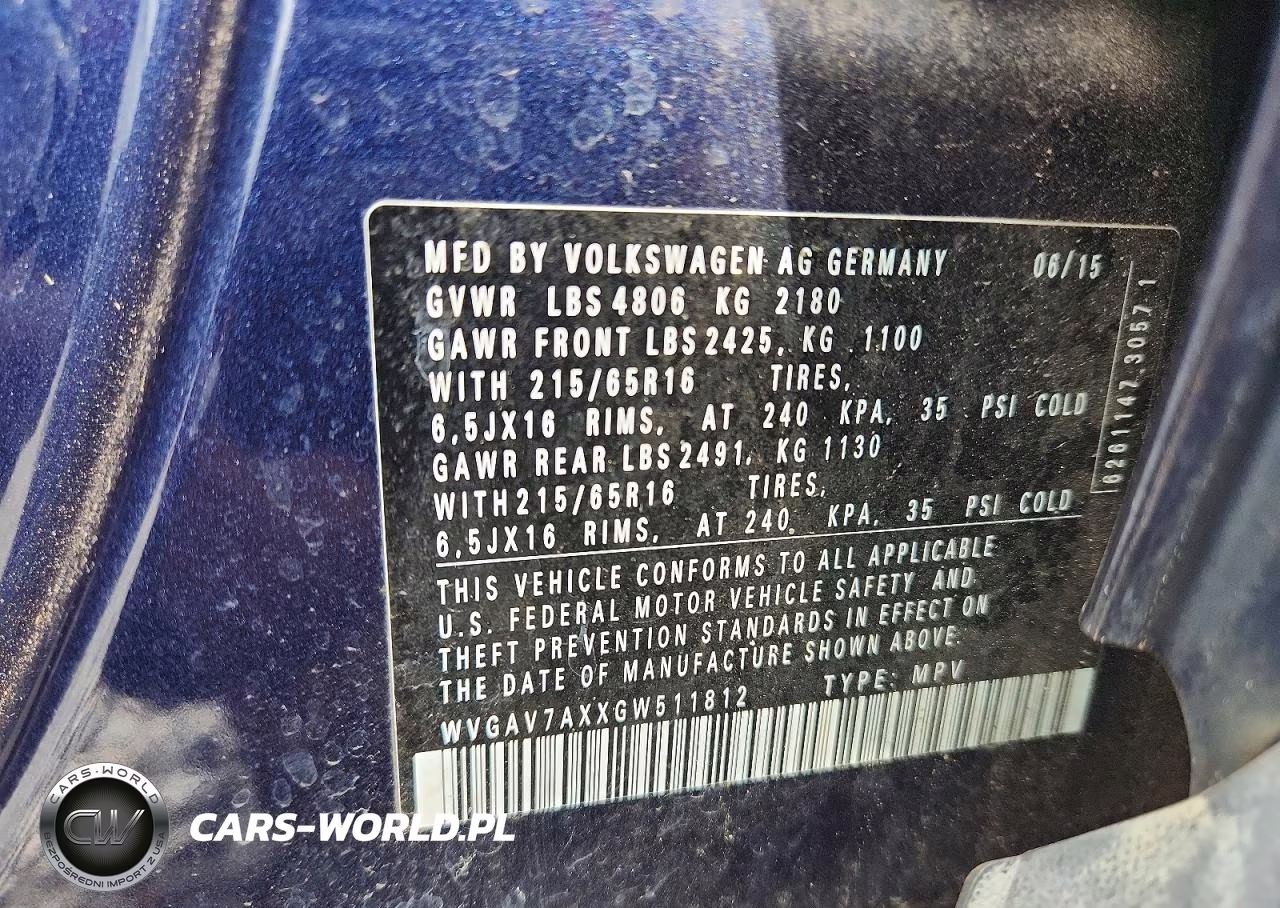 2016 Volkswagen Tiguan S VIN:WVGAV7AXXGW511812 - 13