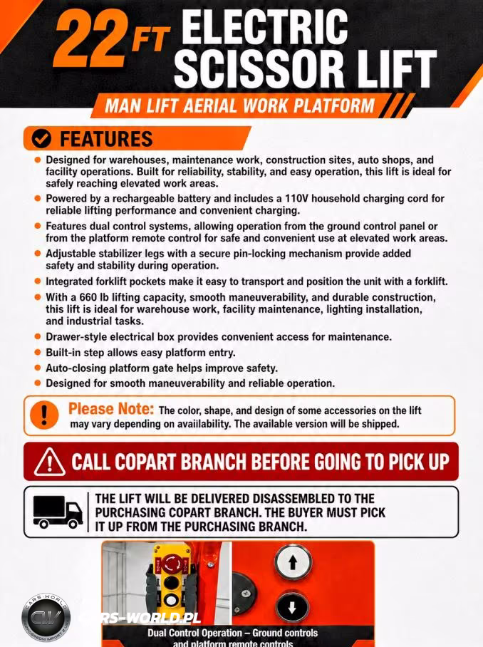 2026 22 Ft Electric Scissor Lift Man Lift Aerial Work Platform VIN:38912897 - 10