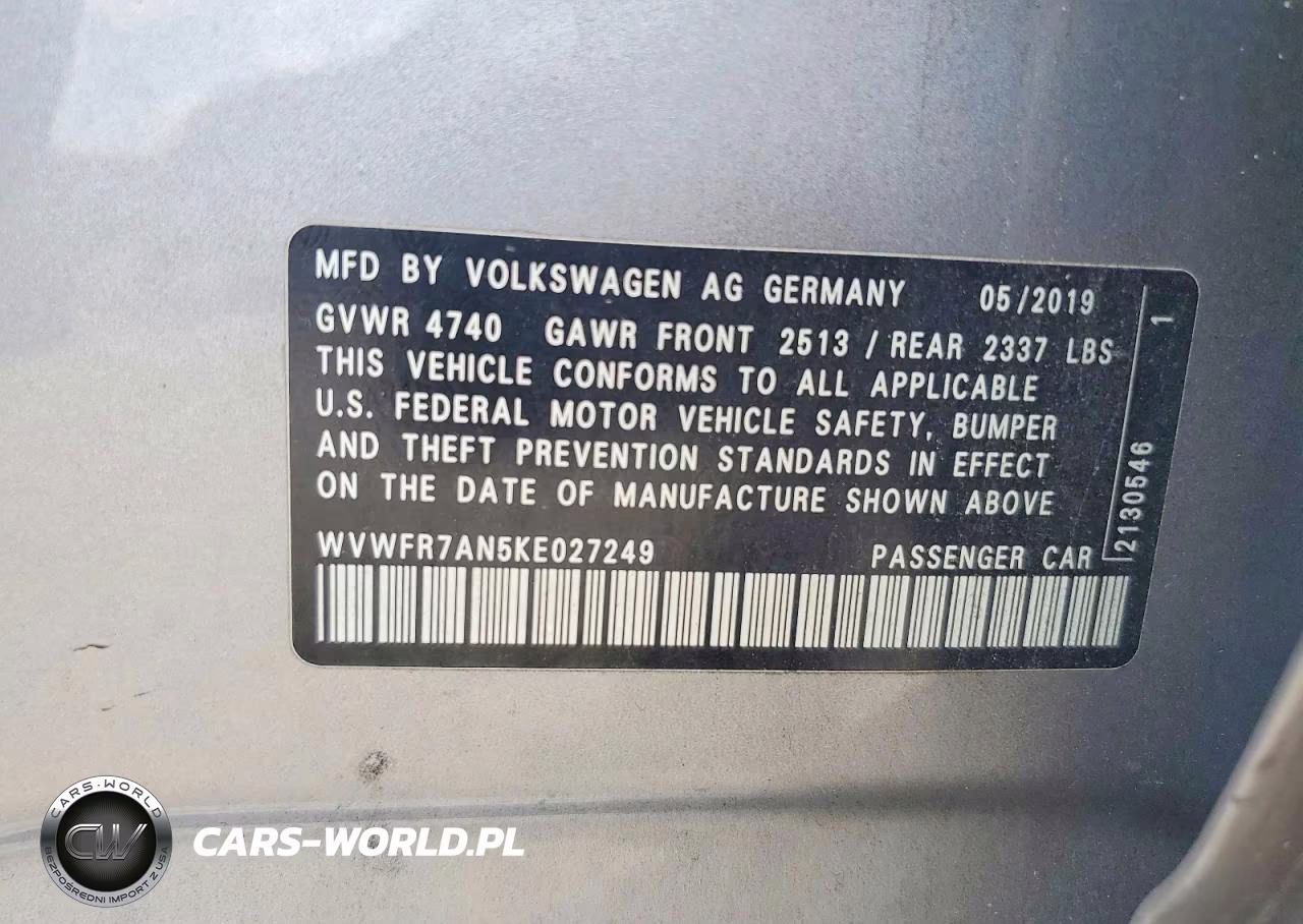 2019 Volkswagen Arteon Se VIN:WVWFR7AN5KE027249 - 12