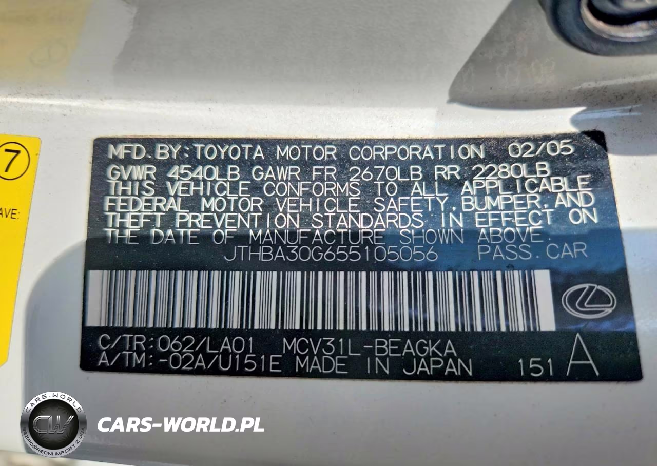 2005 Lexus Es 330 VIN:JTHBA30G655105056 - 12