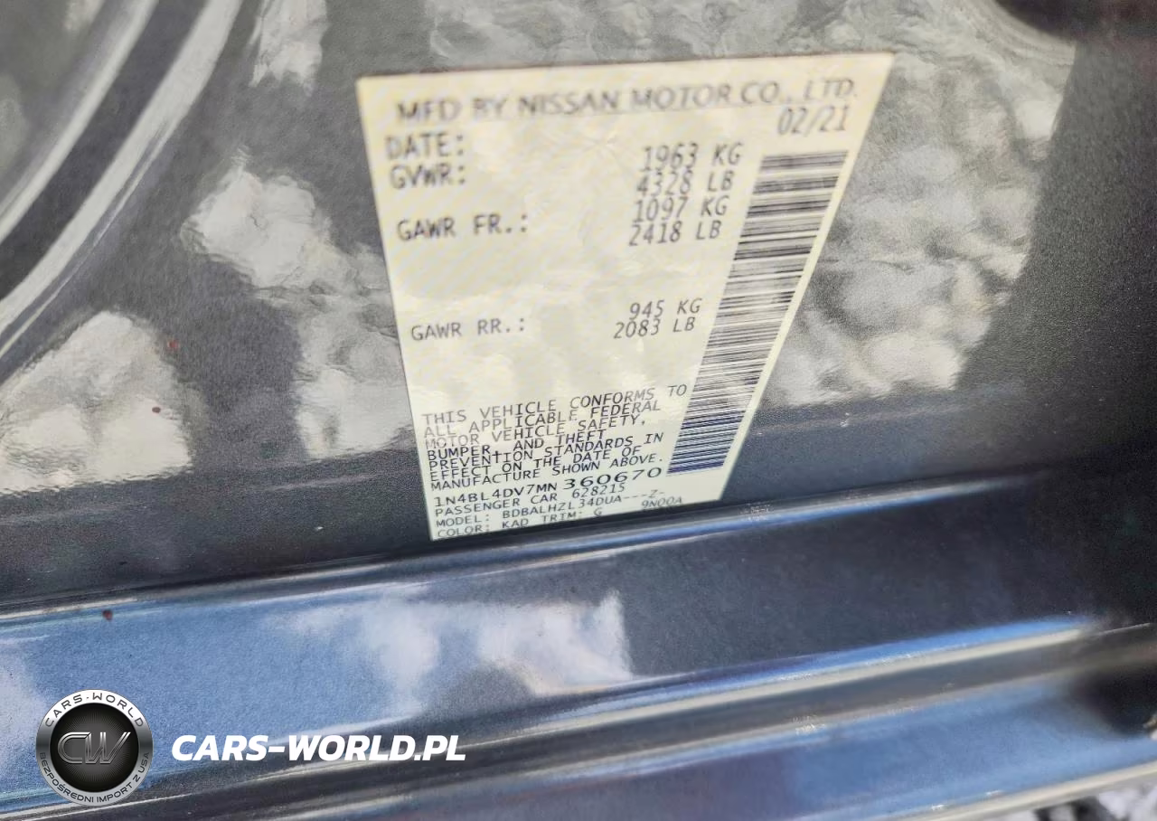 2021 Nissan Altima Sv VIN:1N4BL4DV7MN360670 - 12