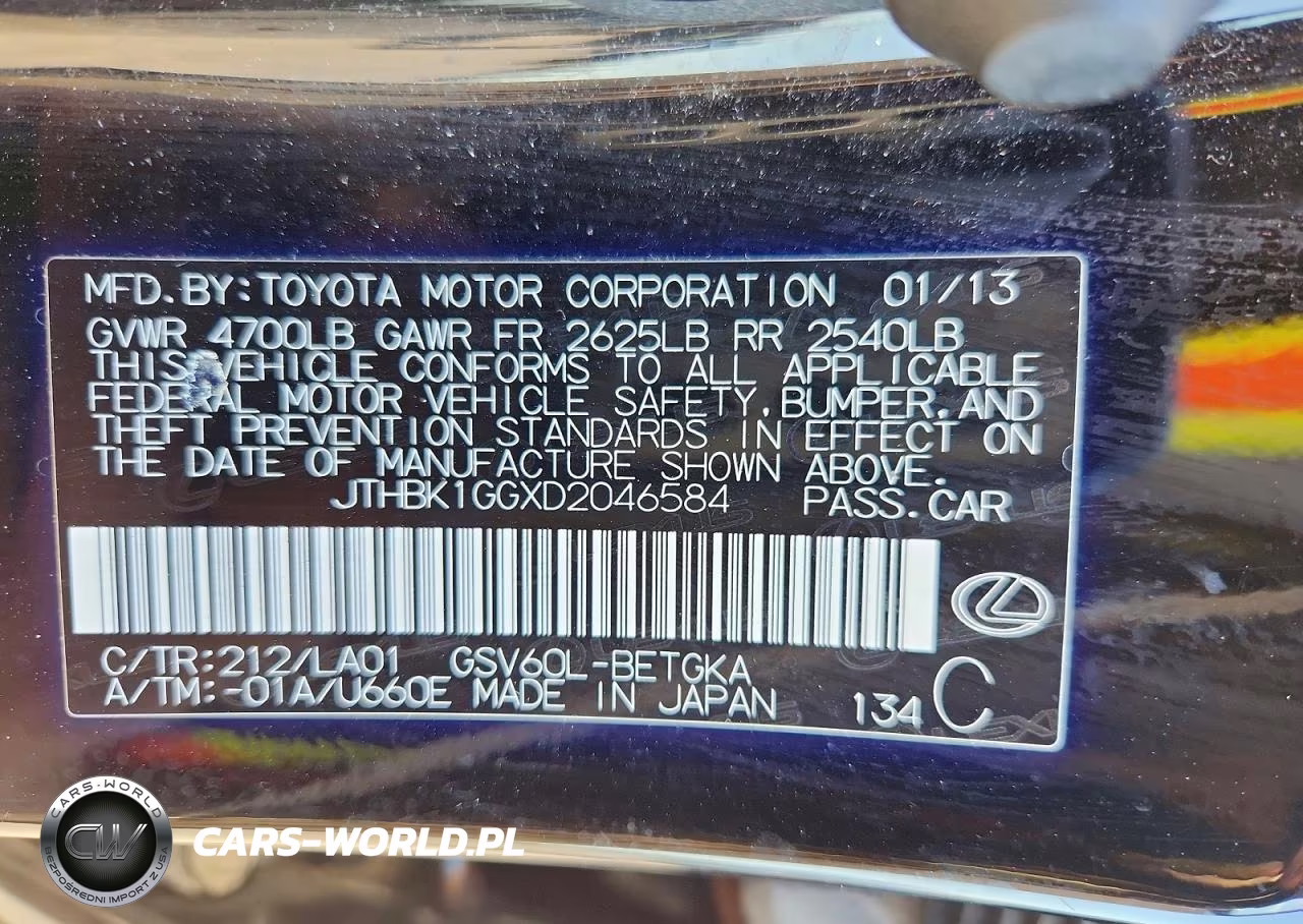 2013 Lexus Es 350 VIN:JTHBK1GGXD2046584 - 12