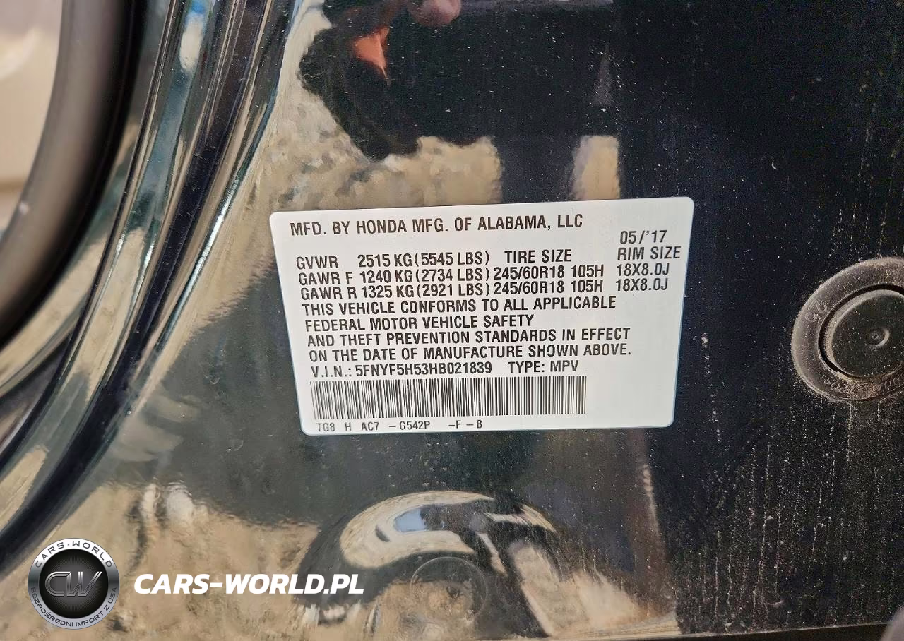 2017 Honda Pilot Exl VIN:5FNYF5H53HB021839 - 13