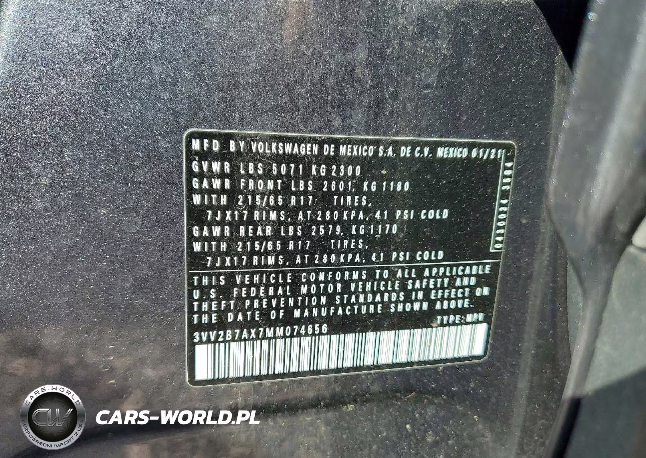 2021 Volkswagen Tiguan Se VIN:3VV2B7AX7MM074656 - 14