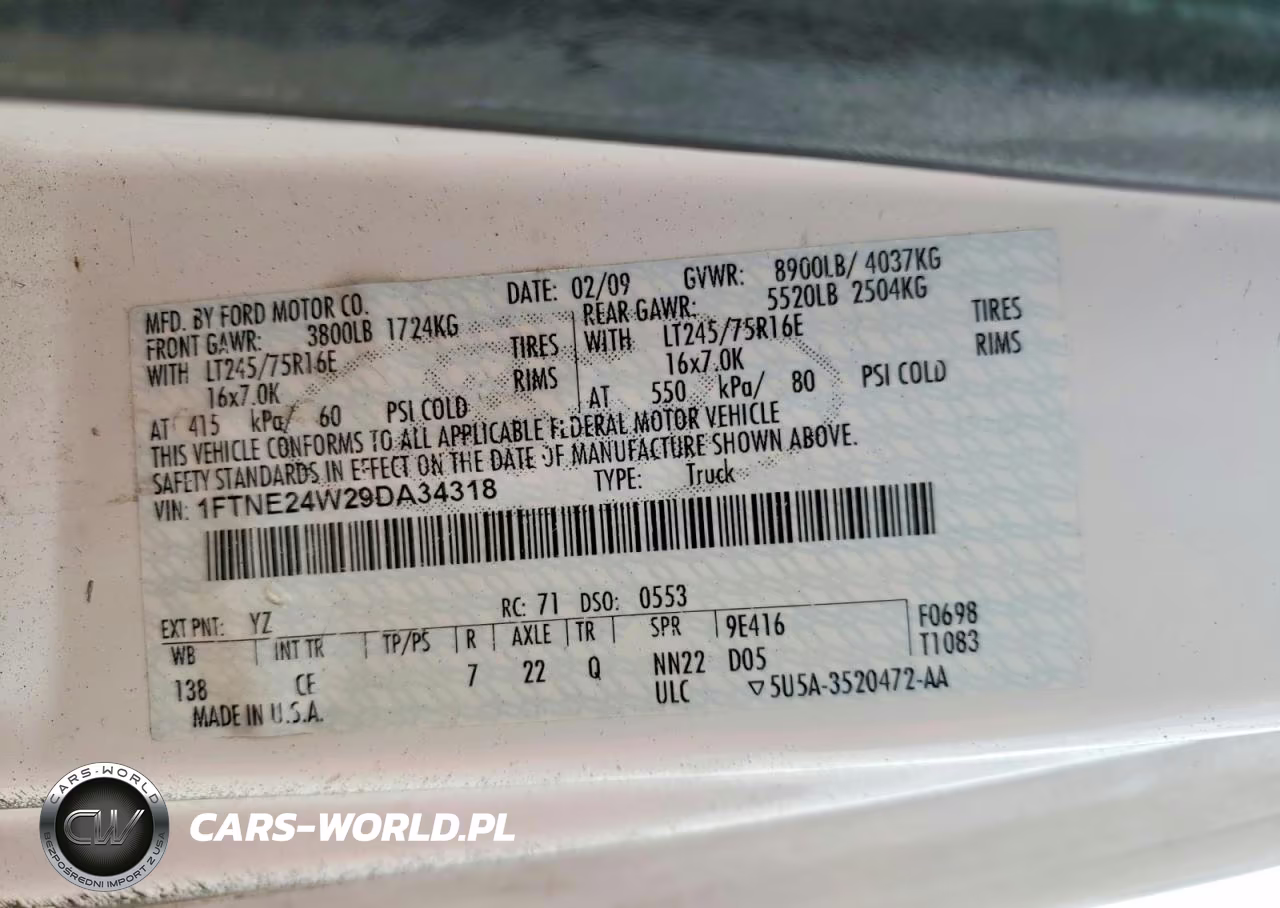2009 Ford Econoline E250 Van VIN:1FTNE24W29DA34318 - 13
