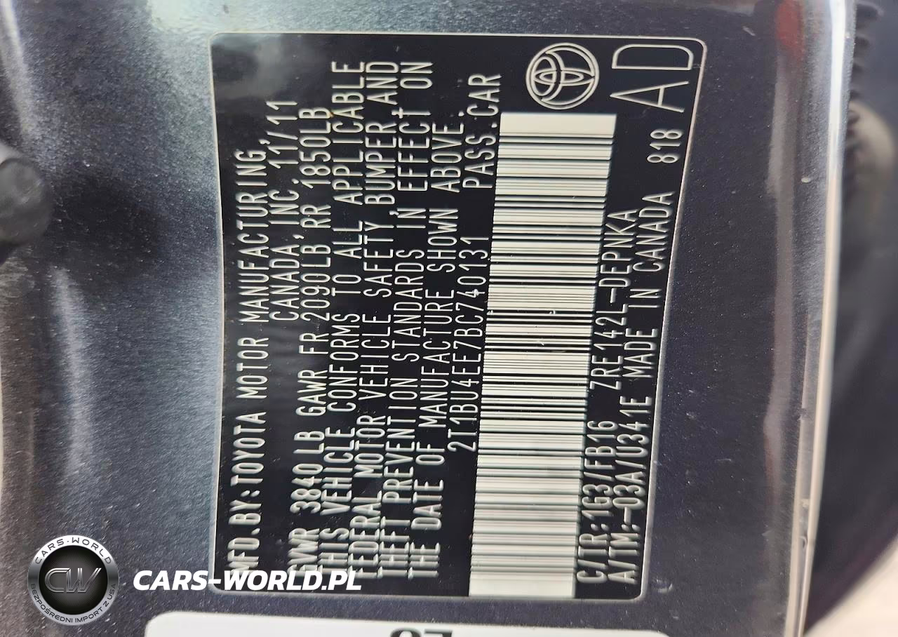 2011 Toyota Corolla Le VIN:2T1BU4EE7BC740131 - 12