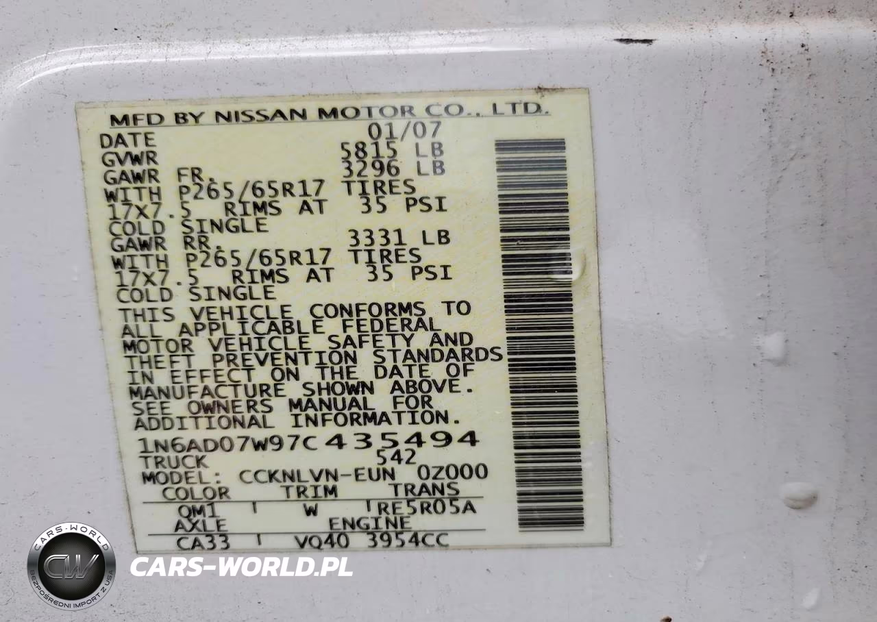 2007 Nissan Frontier Se VIN:1N6AD07W97C435494 - 12