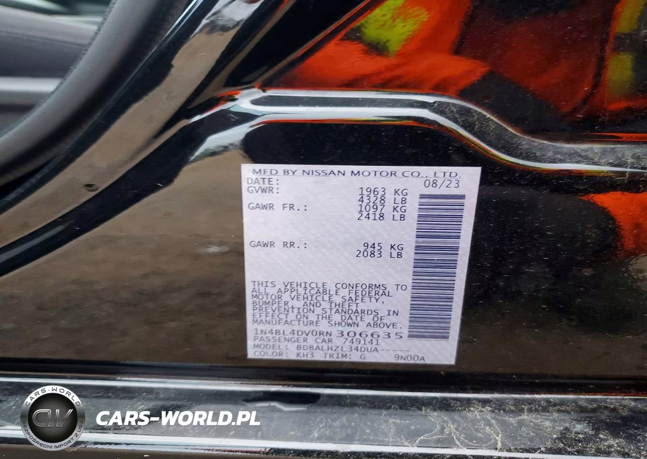 2024 Nissan Altima Sv VIN:1N4BL4DV0RN306635 - 12