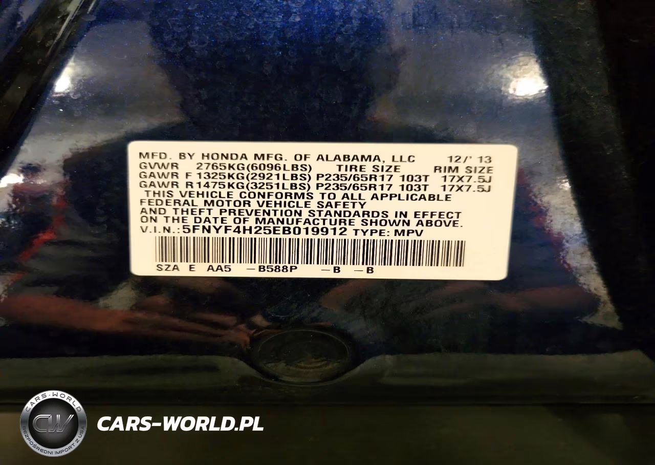 2014 Honda Pilot Lx VIN:5FNYF4H25EB019912 - 14