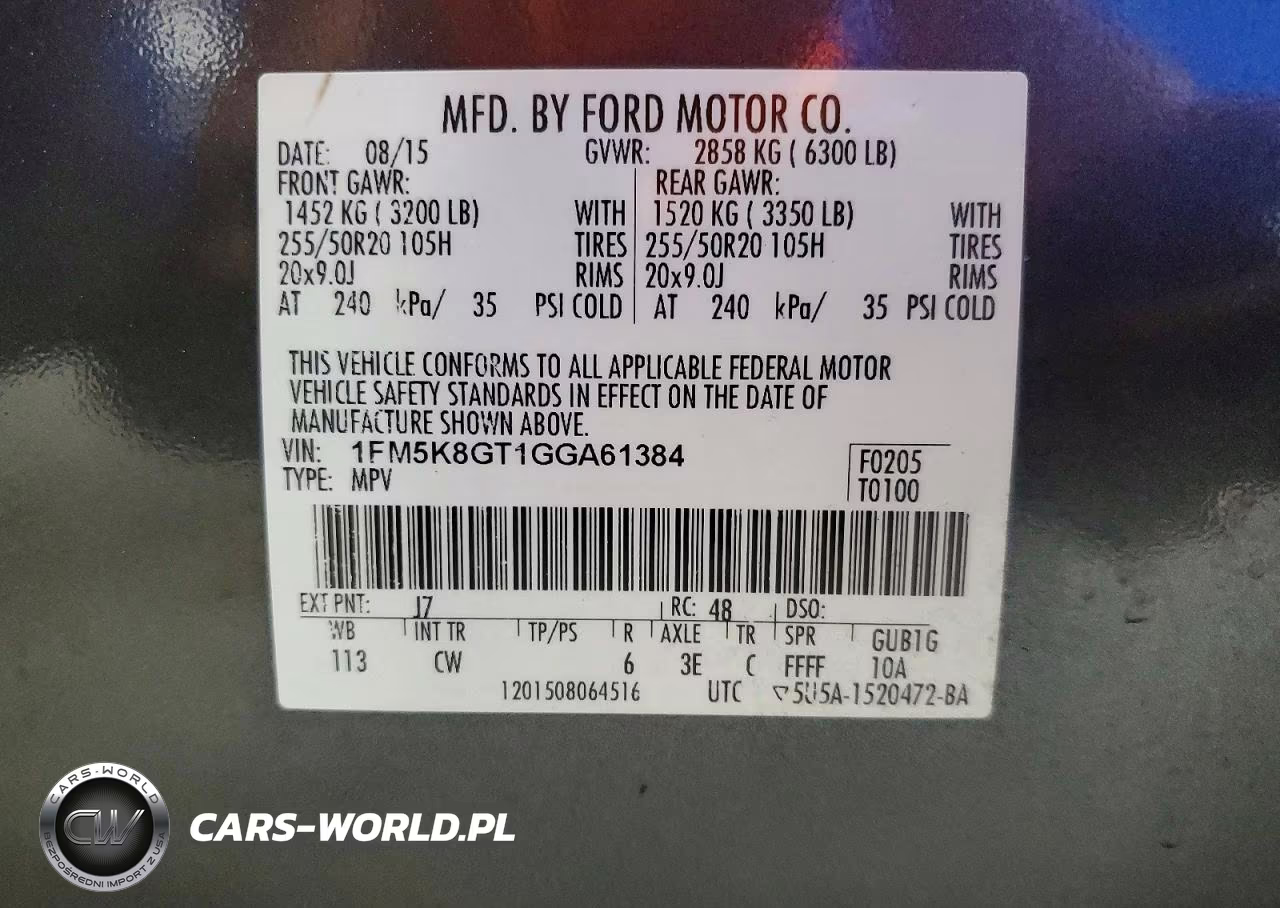 2016 Ford Explorer Sport VIN:1FM5K8GT1GGA61384 - 13
