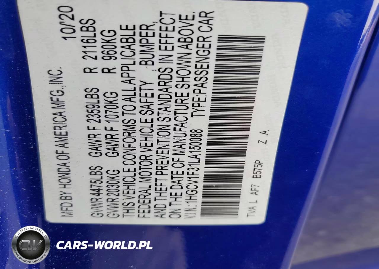 2020 Honda Accord Sport VIN:1HGCV1F31LA150088 - 12