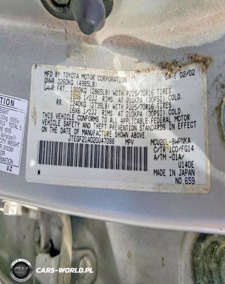 2002 Toyota Highlander Limited VIN:JTEGF21A020047088 - 13
