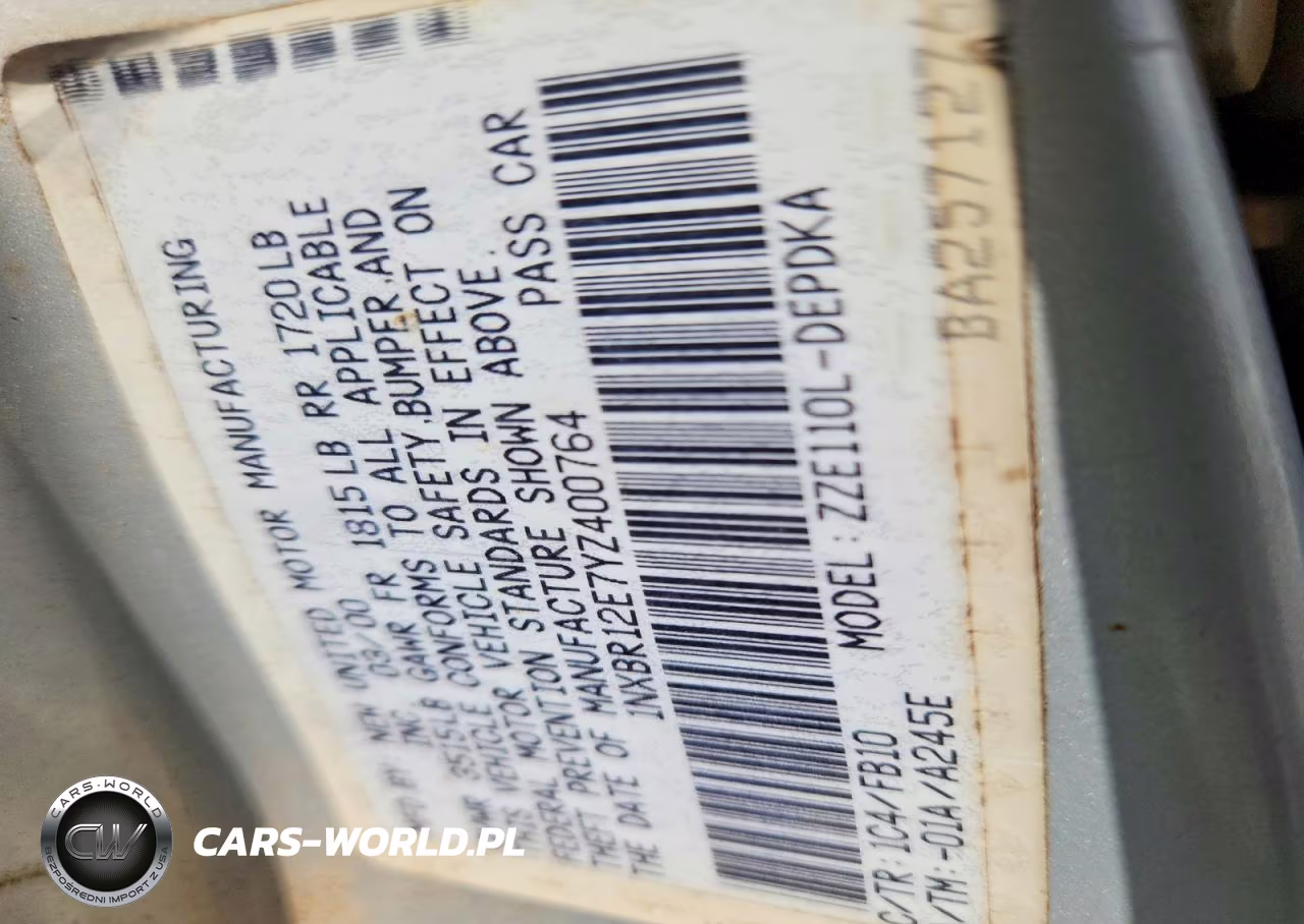 2000 Toyota Corolla Ve-Ce-Le VIN:1NXBR12E7YZ400764 - 12