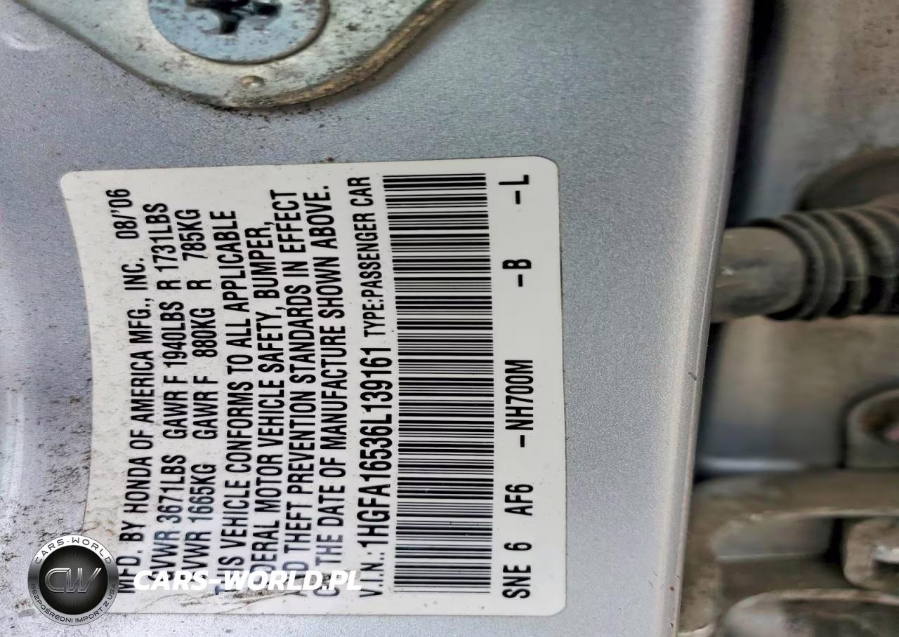 2006 Honda Civic Lx VIN:1HGFA16536L139161 - 12