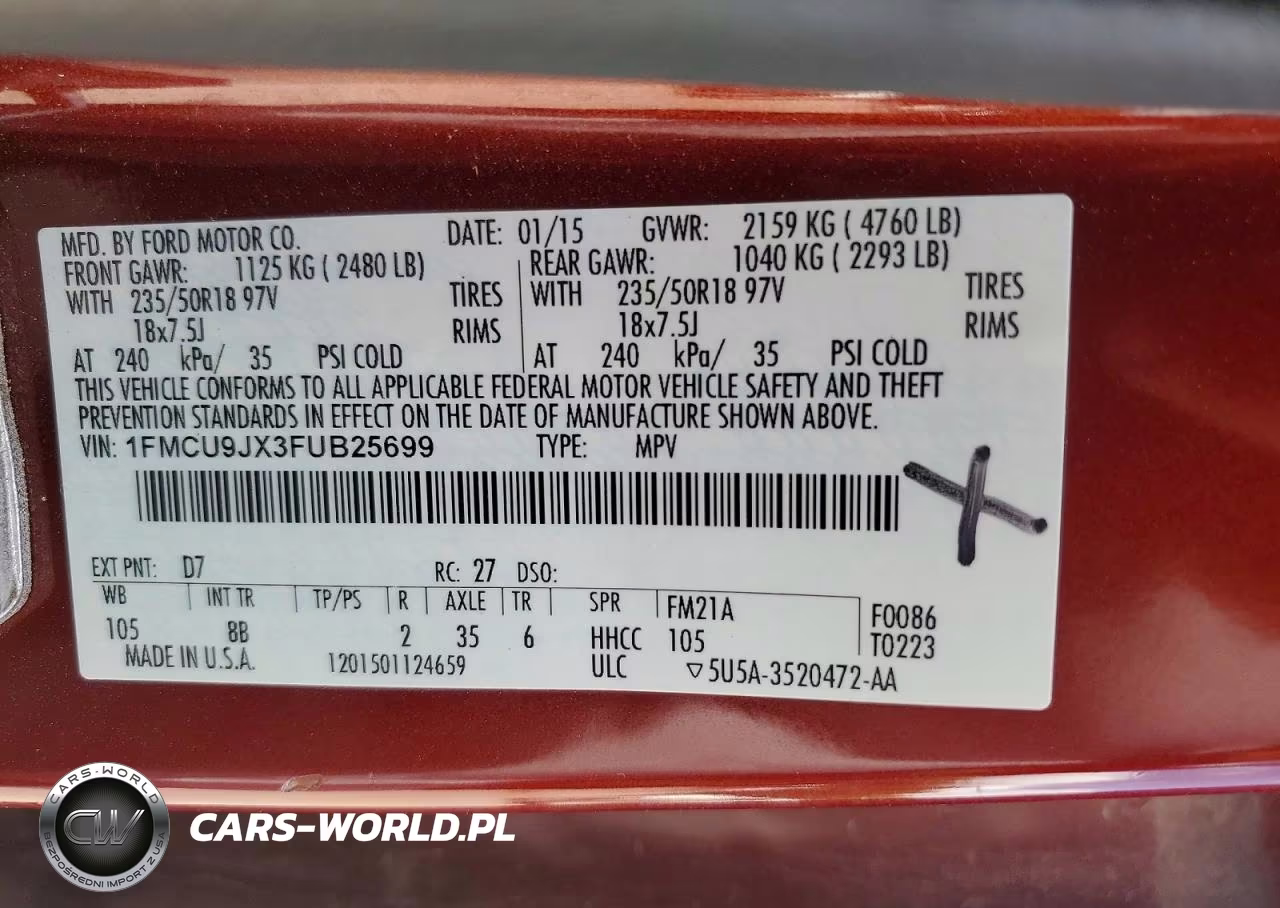 2015 Ford Escape Titanium VIN:1FMCU9JX3FUB25699 - 12