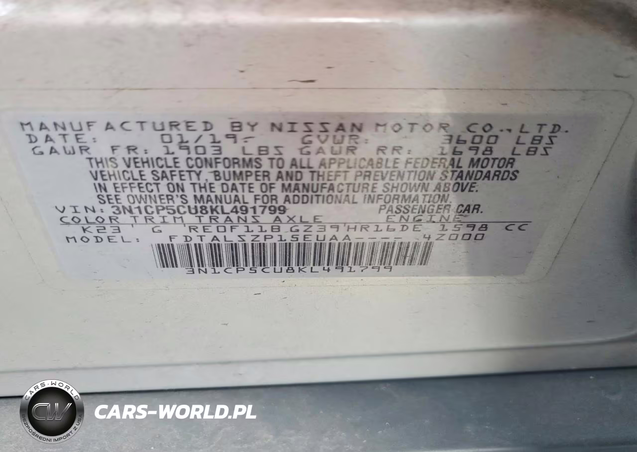 2019 Nissan Kicks Sv VIN:3N1CP5CU8KL491799 - 12