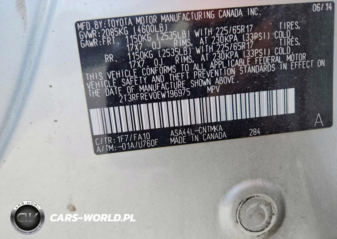 2014 Toyota Rav4 Xle VIN:2T3RFREV0EW196975 - 13