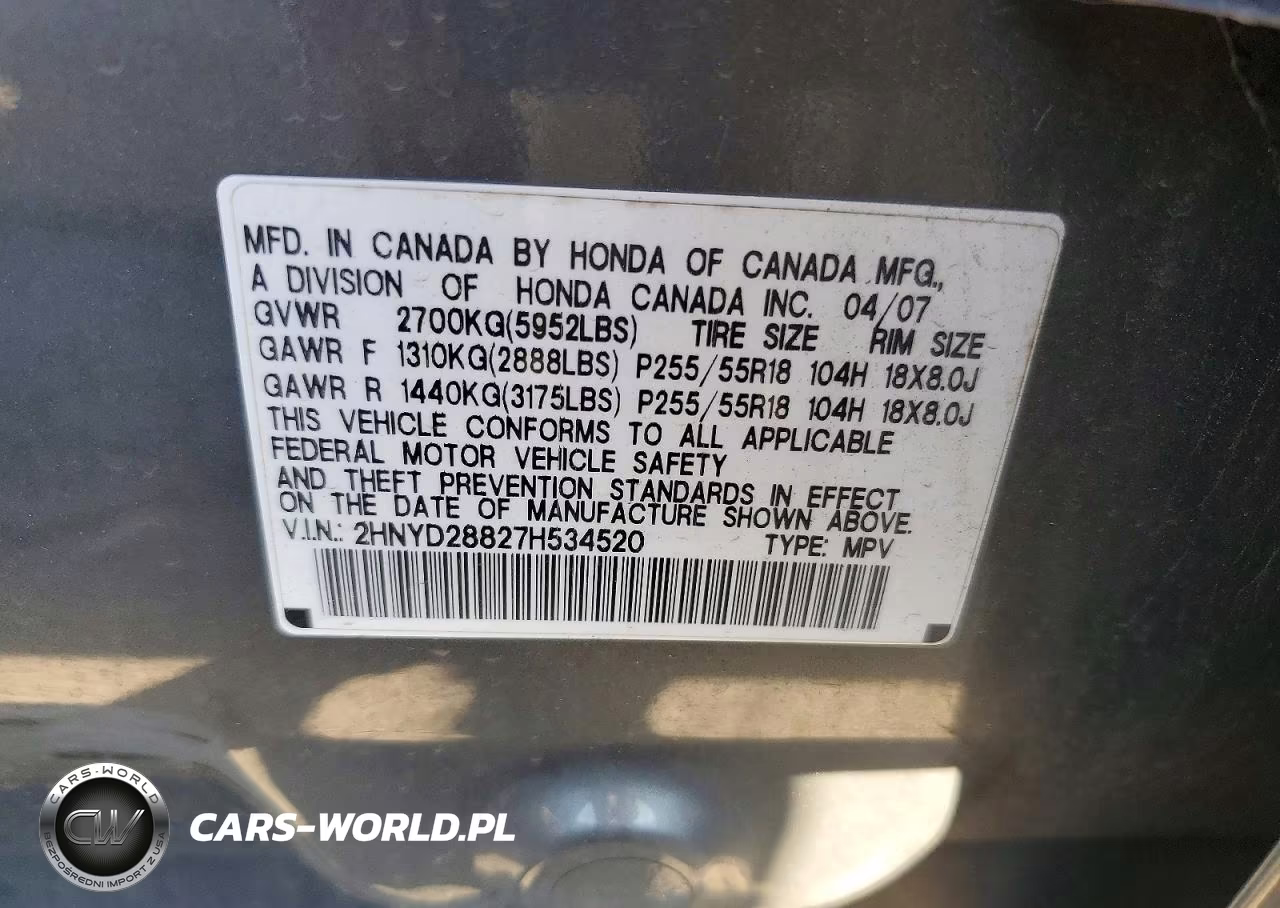 2007 Acura Mdx Sport VIN:2HNYD28827H534520 - 13