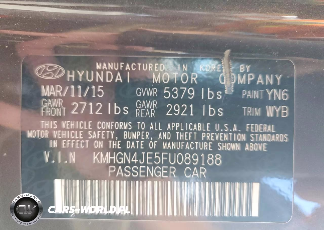 2015 Hyundai Genesis 3.8L VIN:KMHGN4JE5FU089188 - 12