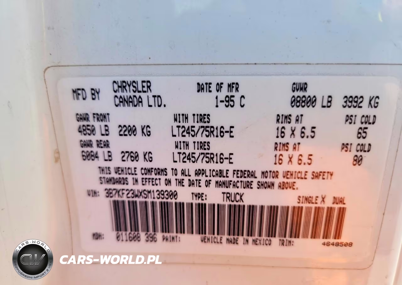 1995 Dodge Ram 2500 VIN:3B7KF23WXSM139300 - 13