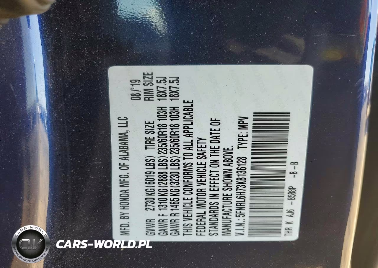 2019 Honda Odyssey Exl VIN:5FNRL6H73KB136128 - 14