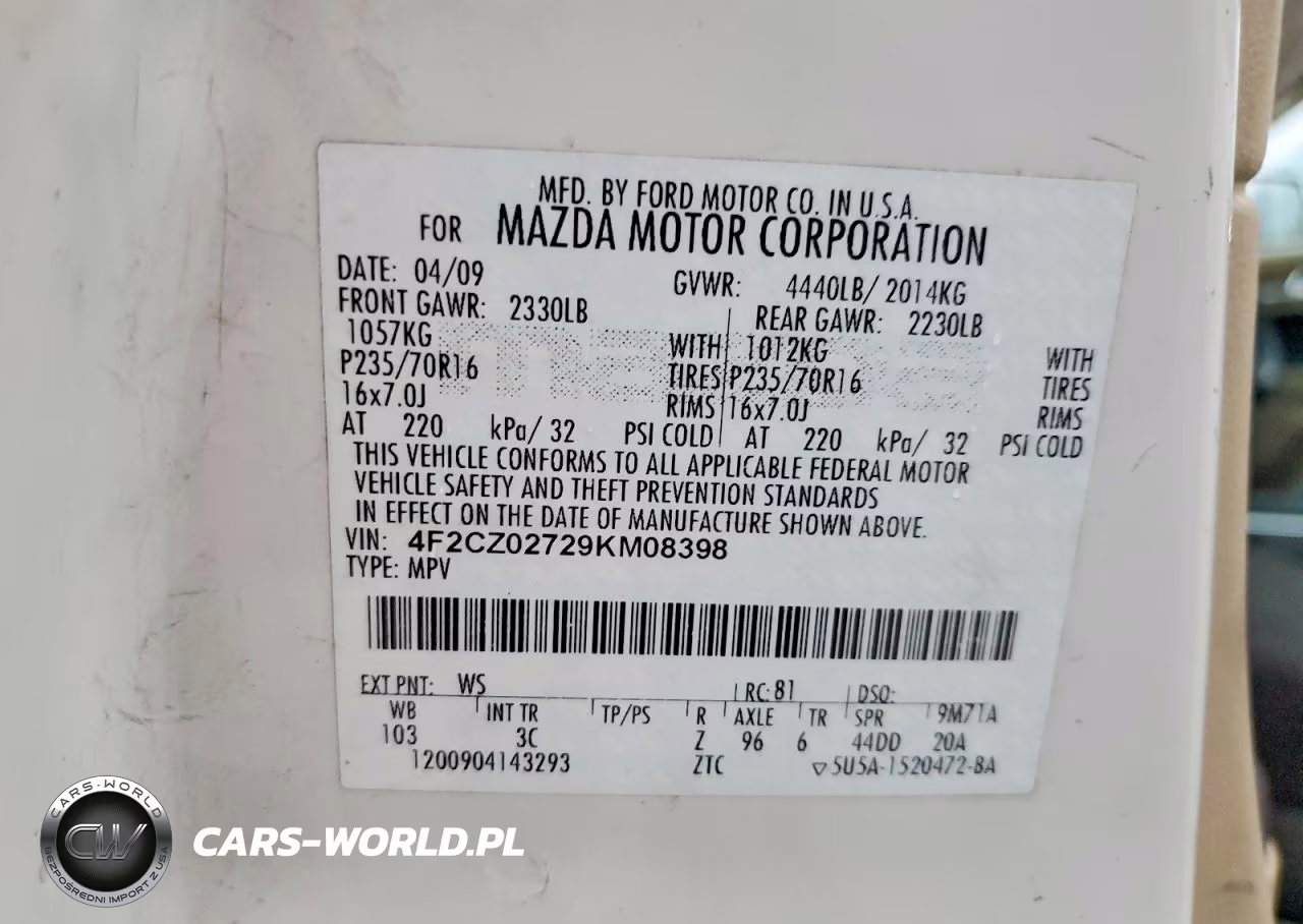 2009 Mazda Tribute I VIN:4F2CZ02729KM08398 - 13