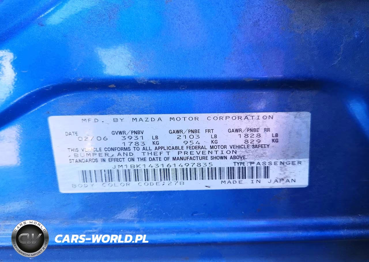 2006 Mazda 3 Hatchback VIN:JM1BK143161497835 - 12