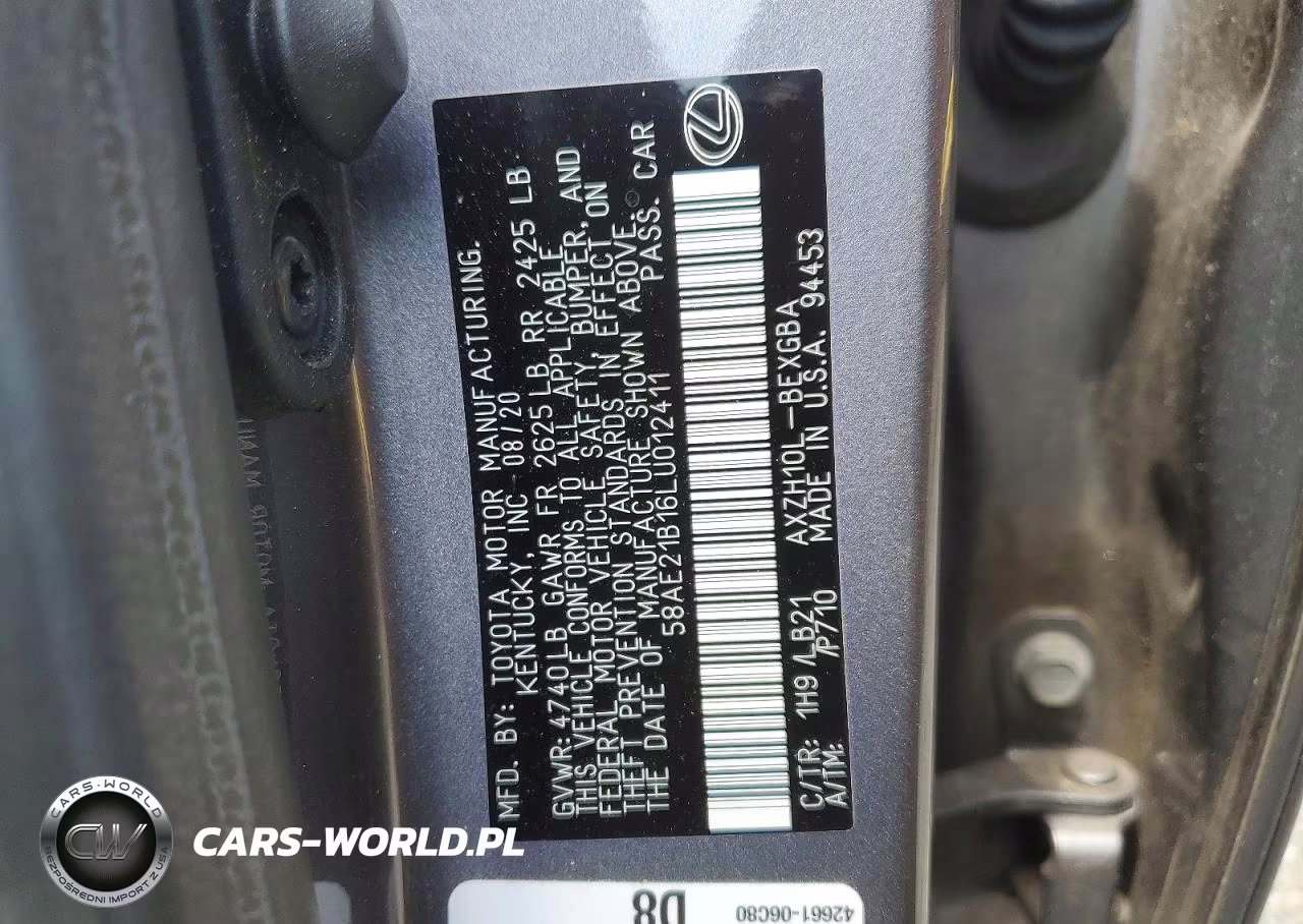 2020 Lexus Es 300H Luxury VIN:58AE21B16LU012411 - 12