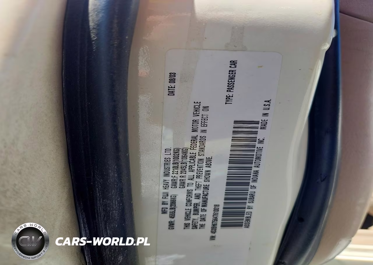 2004 Subaru Legacy Outback Awp VIN:4S3BH675647610018 - 12