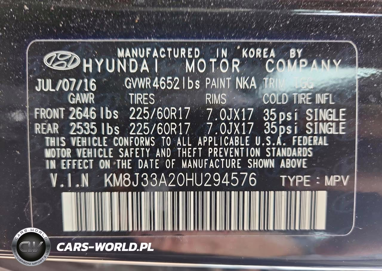 2017 Hyundai Tucson Eco VIN:KM8J33A20HU294576 - 14