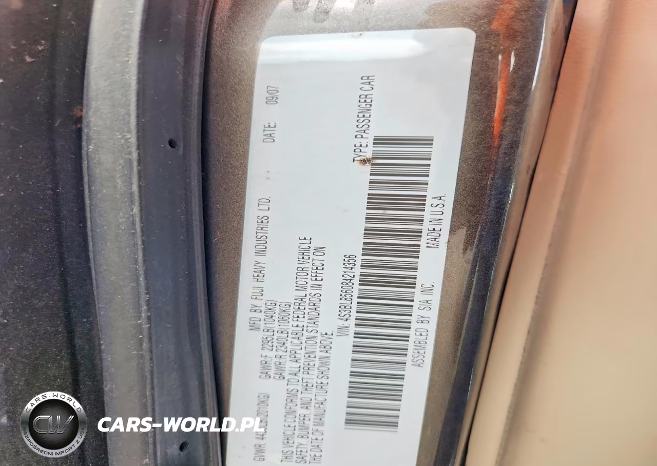 2008 Subaru Legacy 3.0R Limited VIN:4S3BL856084214356 - 12