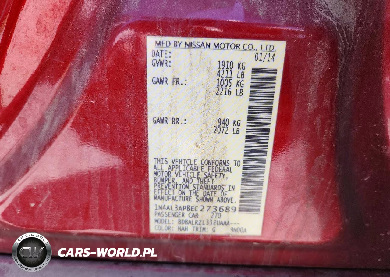 2014 Nissan Altima 2.5 S VIN:1N4AL3AP8EC273689 - 12
