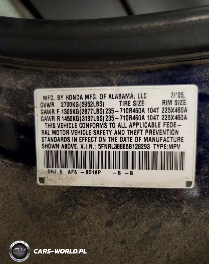 2005 Honda Odyssey Touring VIN:5FNRL38865B128293 - 13