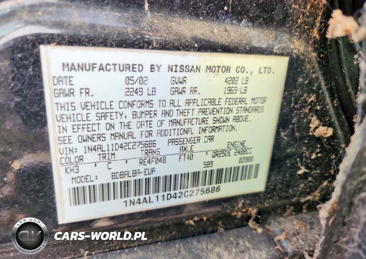 2002 Nissan Altima 2.5 VIN:1N4AL11D42C275686 - 12
