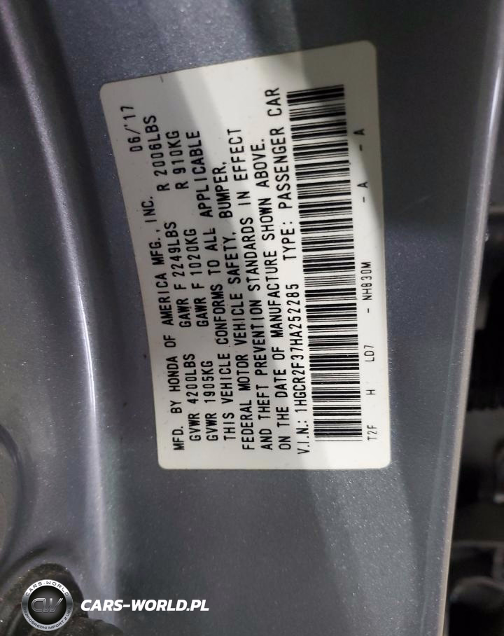 2017 Honda Accord Lx VIN:1HGCR2F37HA252285 - 13