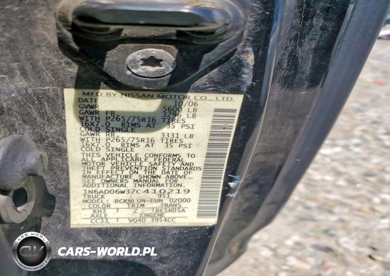 2007 Nissan Frontier Se VIN:1N6AD06W37C410219 - 12