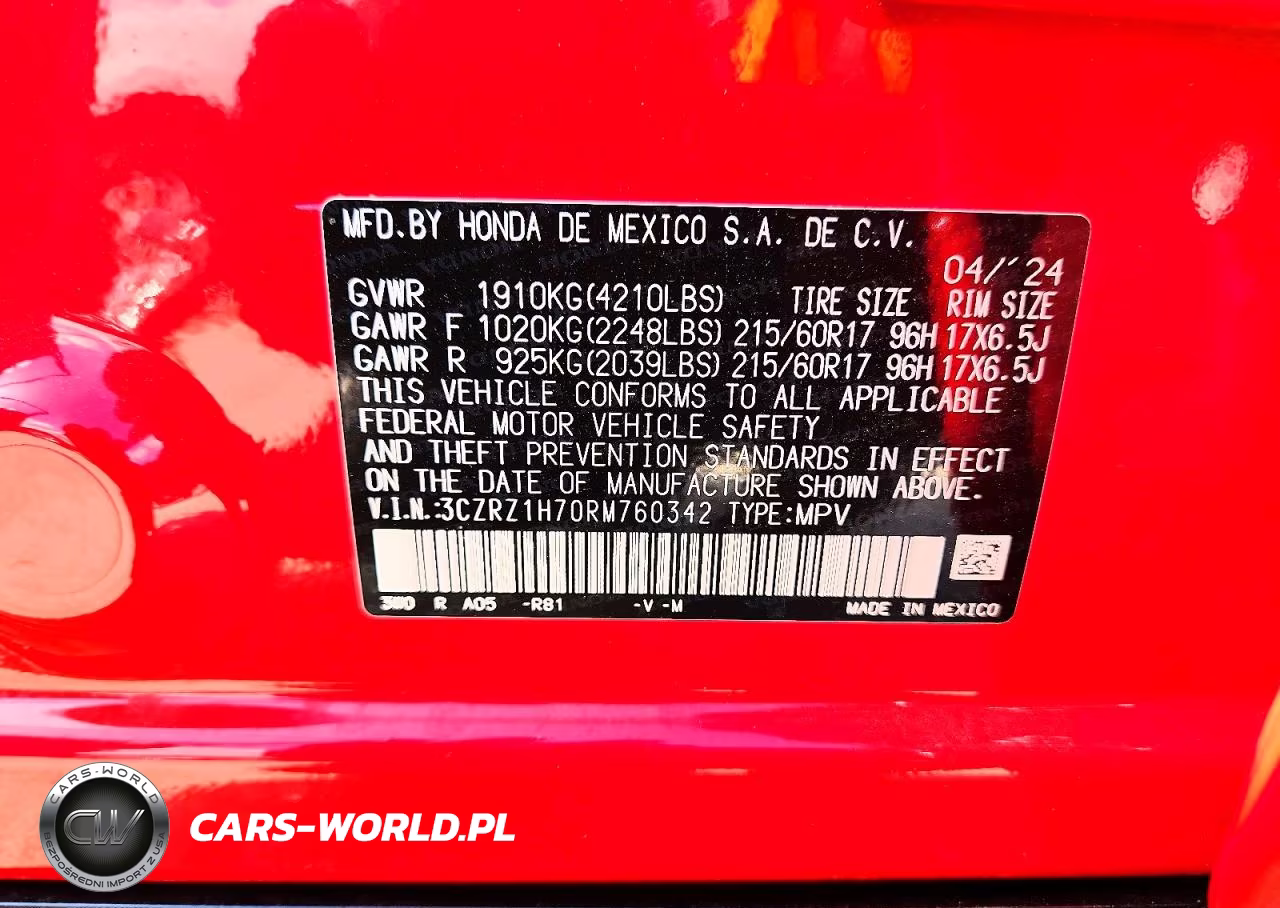 2024 Honda Hr-V Exl VIN:3CZRZ1H70RM760342 - 12