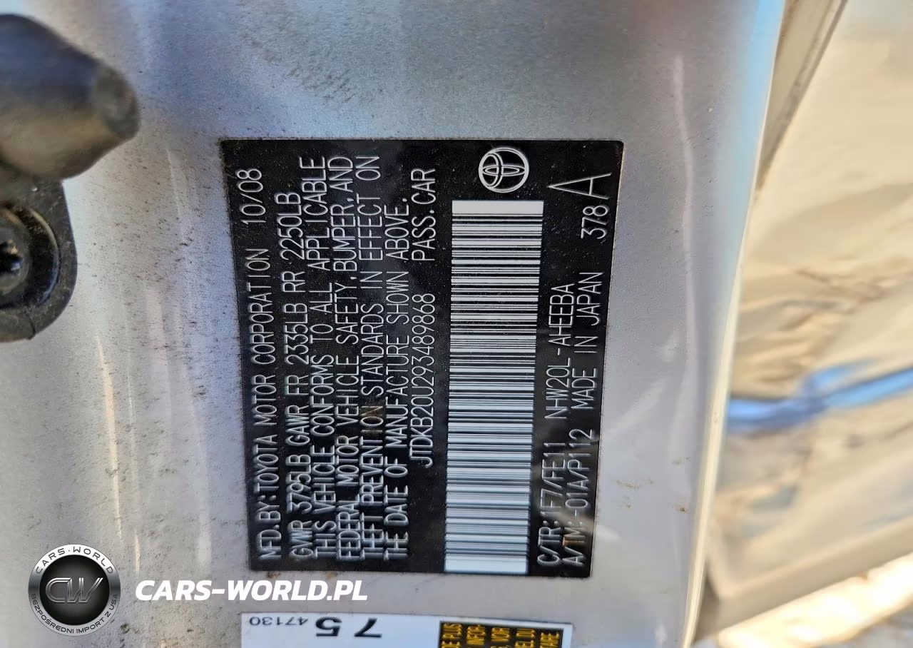 2009 Toyota Prius Base VIN:JTDKB20U293489868 - 12