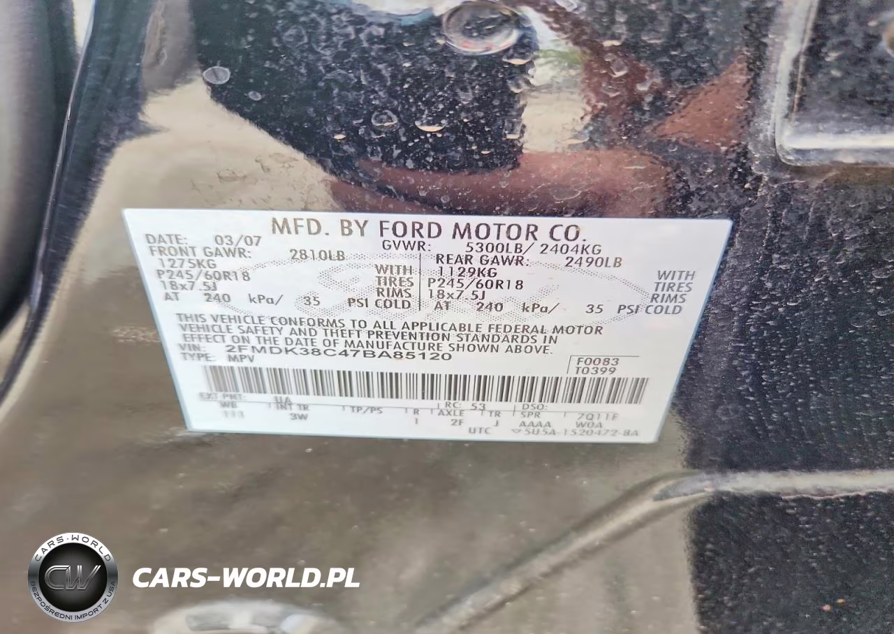 2007 Ford Edge Sel VIN:2FMDK38C47BA85120 - 12
